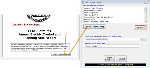 Screenshot displaying how to retrieve company listing for Form 714.