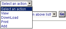 eLibrary Action Option screenshot