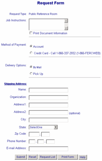 eLibrary Request Form screenshot