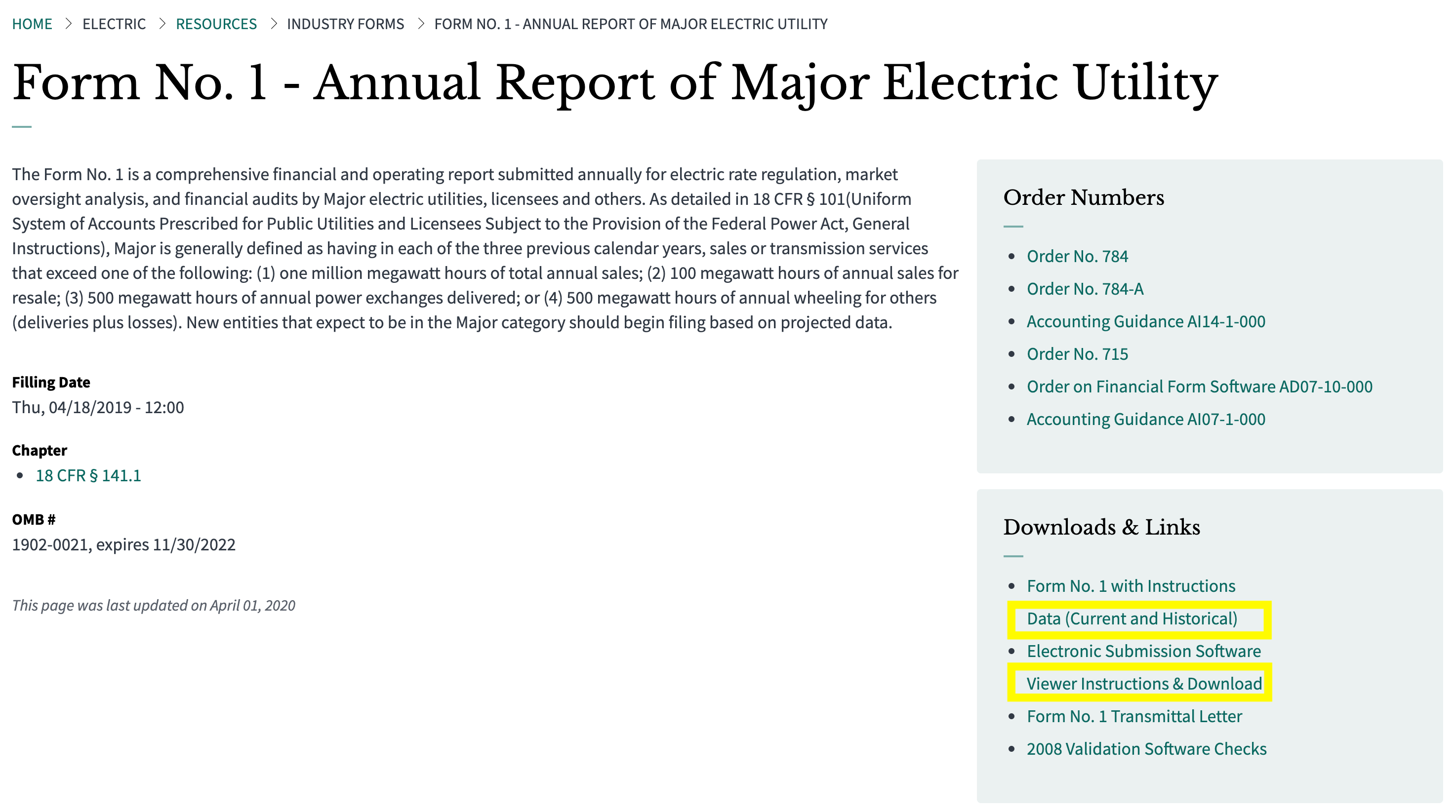 Industry Form No. 1 Screenshot