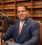 Chairman Chatterjee with microphone