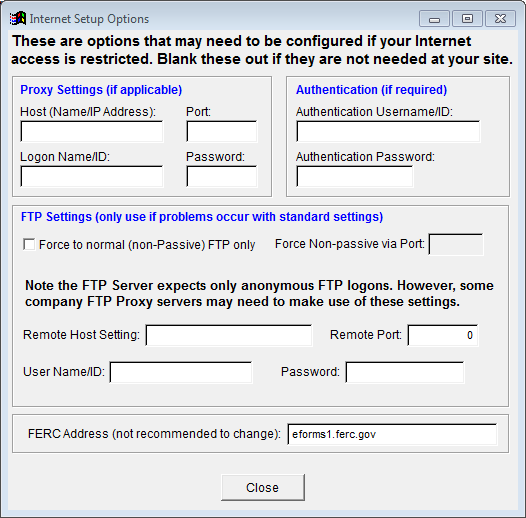 Screenshot of internet setup options.