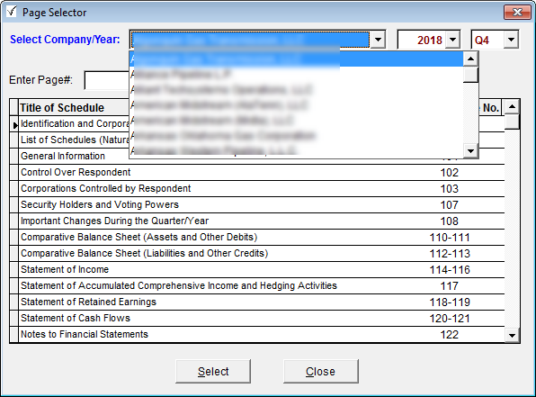 Screenshot of page selector options.