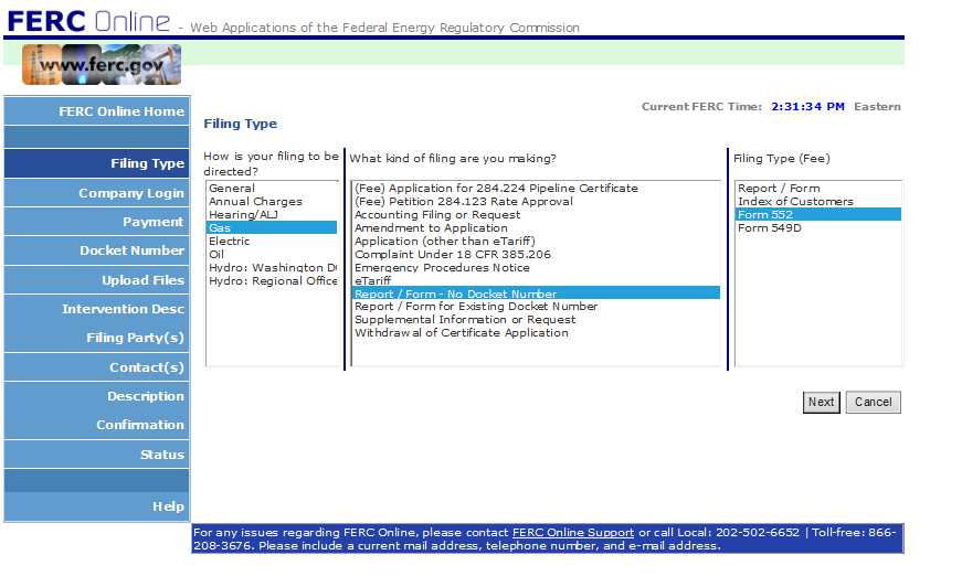 Instructions for eFiling the Form No. 552