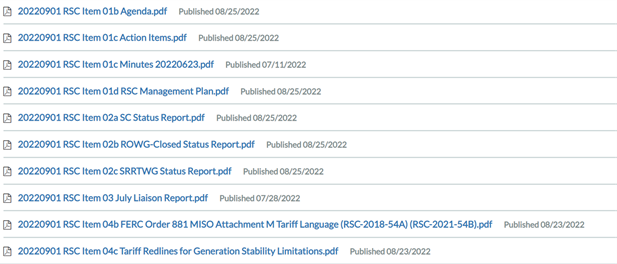 MISO Doc list