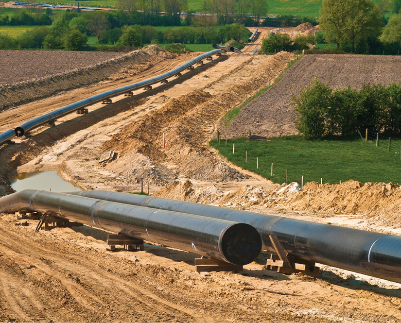 Pipelines being install on feild