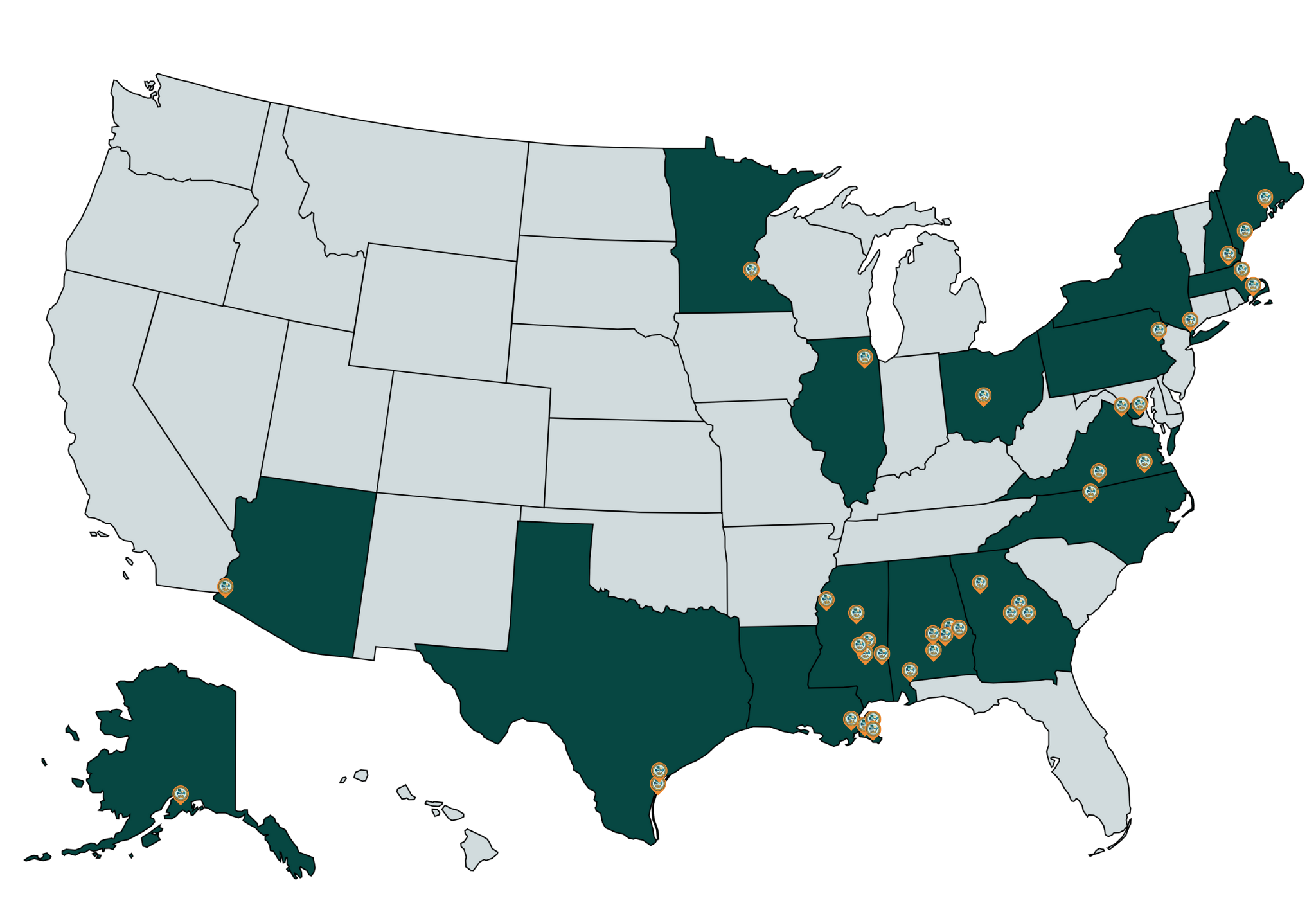 US Map depicting where OPP has traveled in 2025
