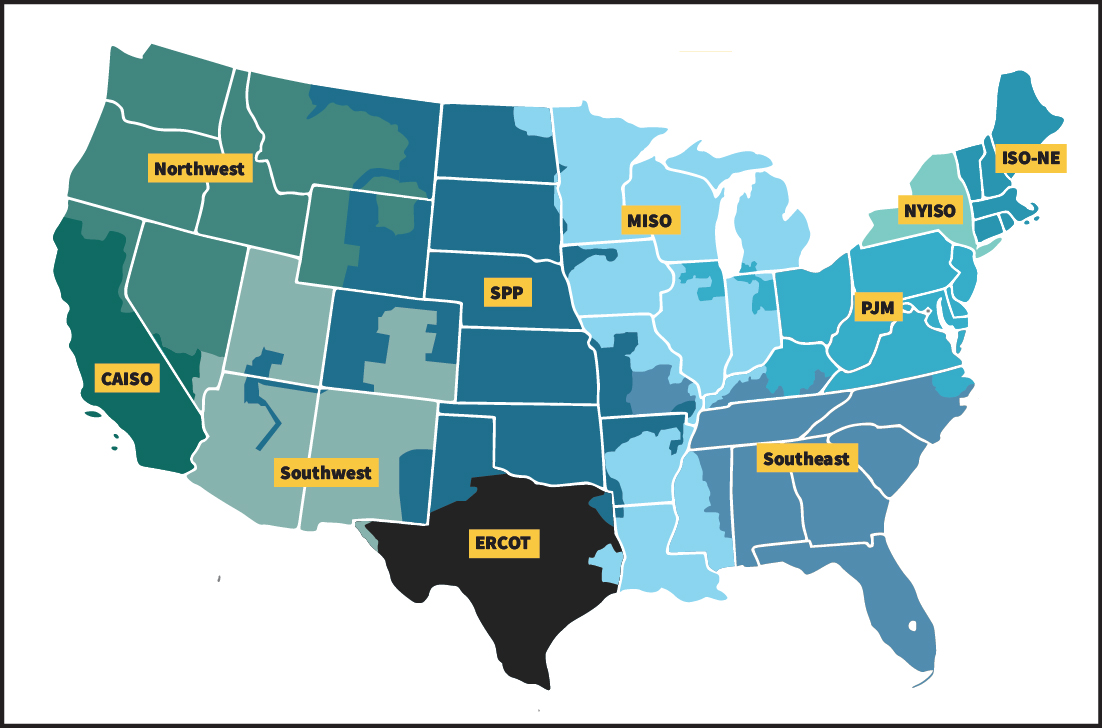 Map of USA broken up by RTO &