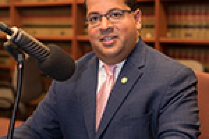 Chairman Chatterjee with microphone