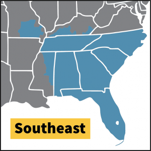Map of Southeast USA